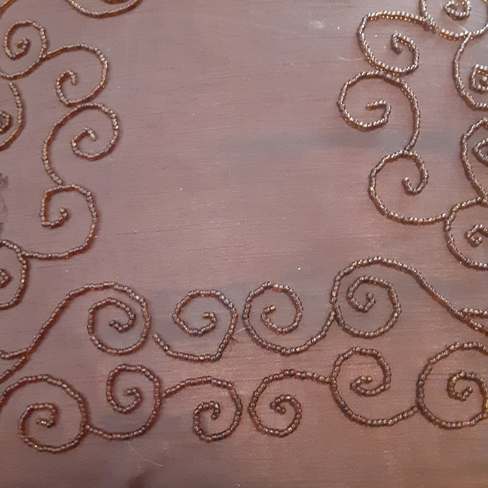 Brown beaded pillow 12 by 12 in